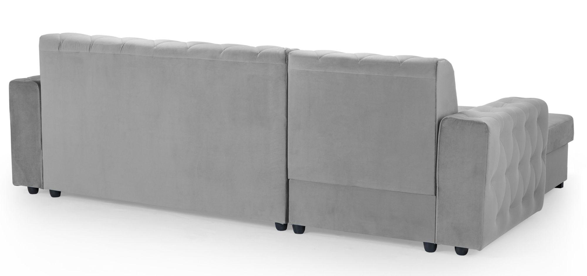 Product photograph of Reva Grey Fabric Left Hand Facing Pull Out Corner Sofabed With Storage from Choice Furniture Superstore.